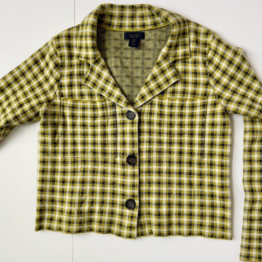 Rachel Roy Checkered Olive Blazer - Picture 2 of 5